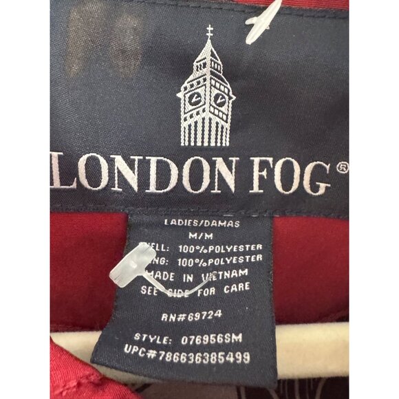 vintage London Fog Red Ladies Trench Coat M/L Mid-Length Polyester Lined Spring - Picture 3 of 5